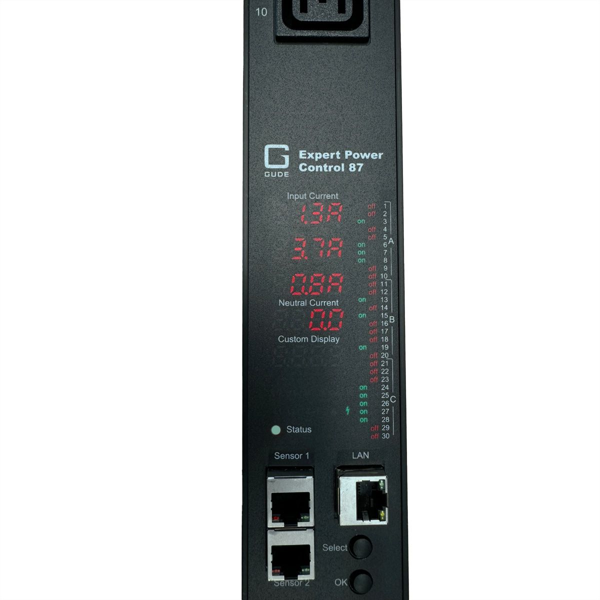 GUDE EPC 87-1310-18 PDU commutée et mesurée, 30 ports, verticale, noir, 170 cm