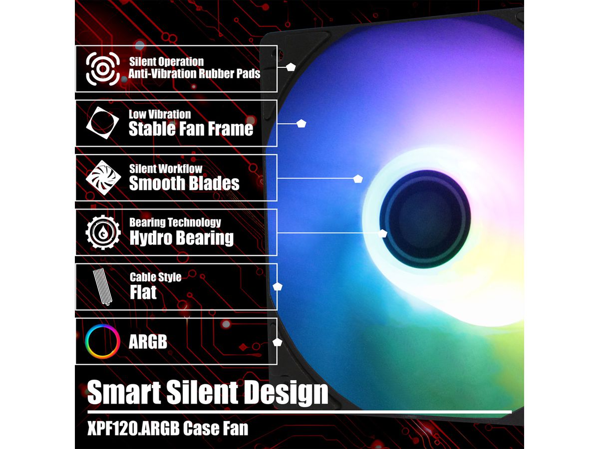 Xilence XPF120.ARGB 120mm PWM Ventilateur de boîtier, ARGB LED