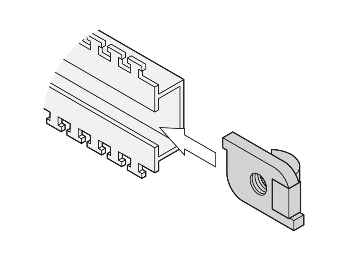 Kit d'écrous coulissants SCHROFF pour rail en C, 10 pièces