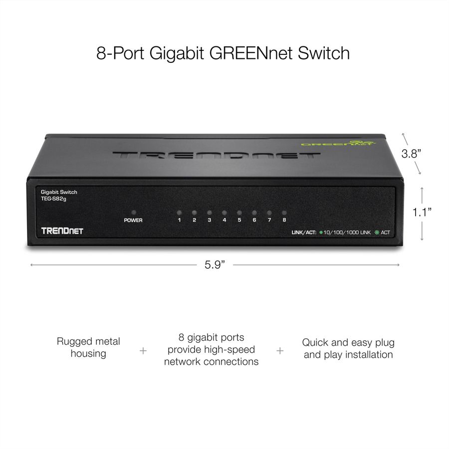 TRENDnet TEG-S82g Switch GREENnet Gigabit à 8 ports