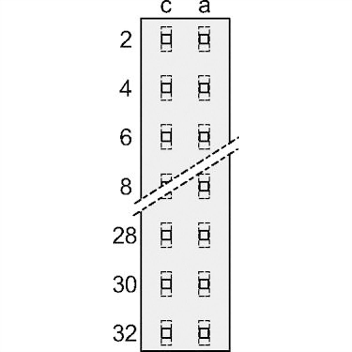 Connecteur SCHROFF de type D, EN 60603, DIN 41612, mâle, 32 contacts, broches à souder, 3 mm