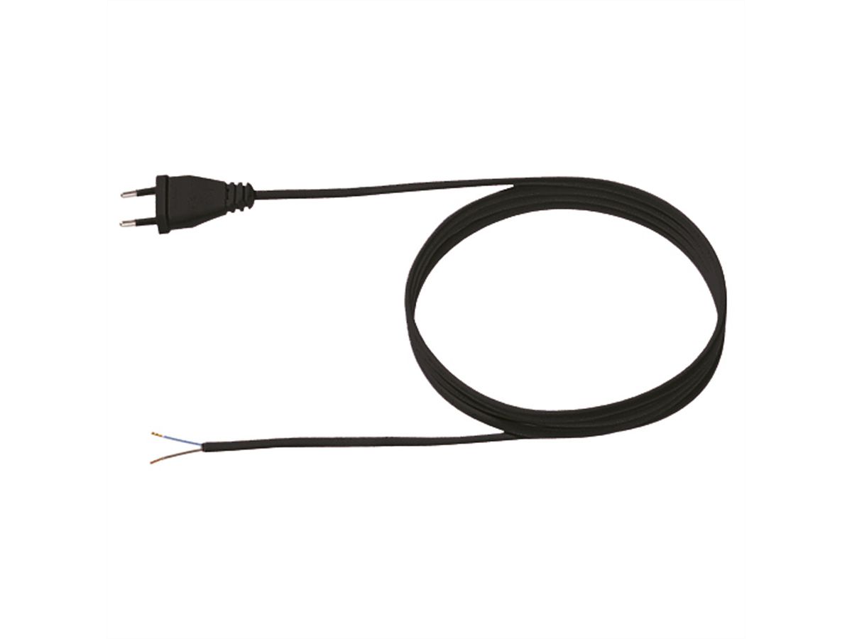 BACHMANN Câble 2x0,75 3m noir, H03VVH2-F Connecteur Euro