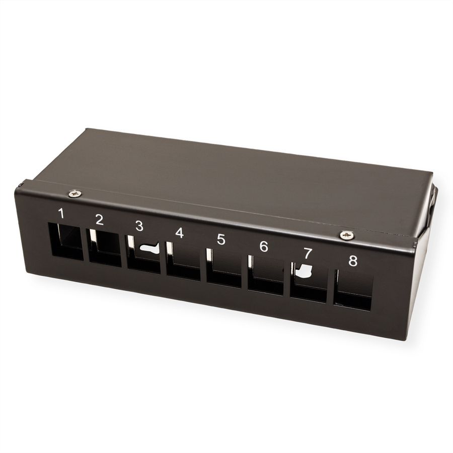 Panneau de brassage pour Keystones, 8 ports, noir