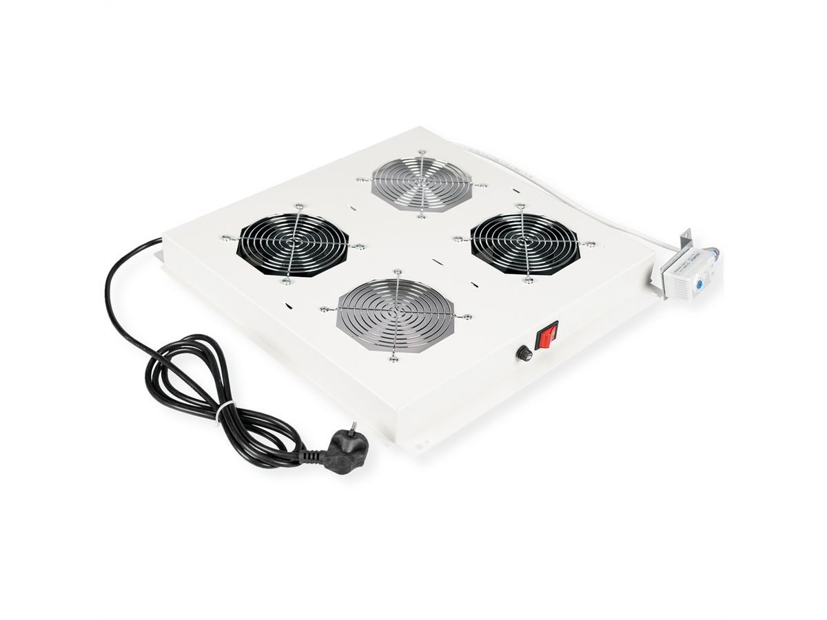 ROLINE 19" Unité de ventilation pour toit, 2 ventilateurs, thermostat, gris