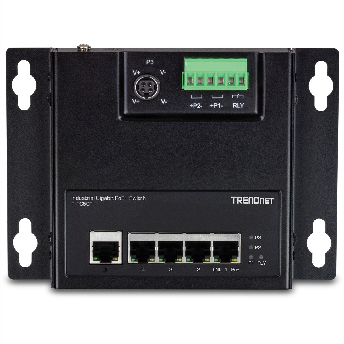 TRENDnet TI-PG50F Switch industriel PoE+ Gigabit à 5 ports à accès frontal