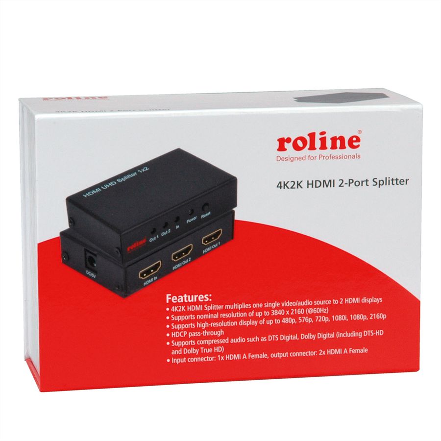 ROLINE Distributeur HDMI, 4K, 2 ports