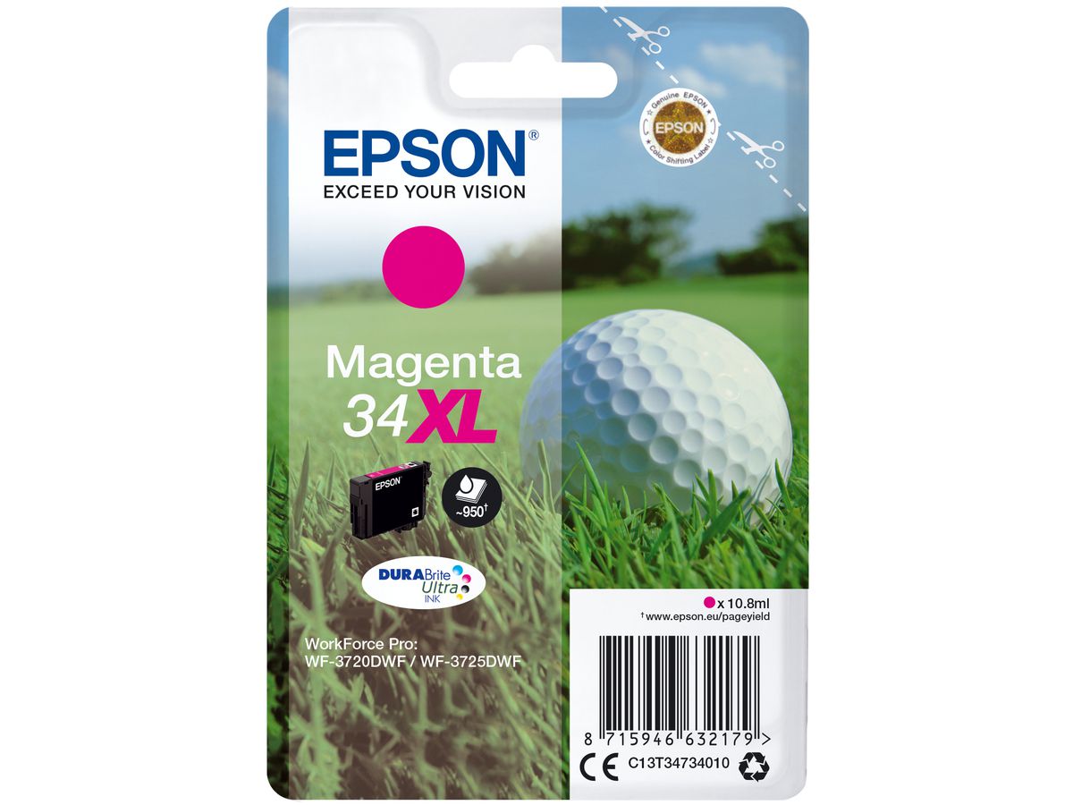 Epson Golf ball Singlepack Magenta 34XL DURABrite Ultra Ink