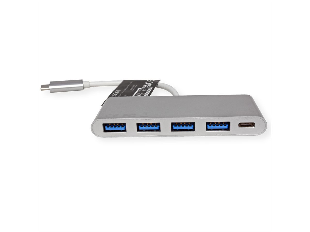 ROLINE Hub USB 3.2 Gen 1, 4 ports, type C, 1 port PD