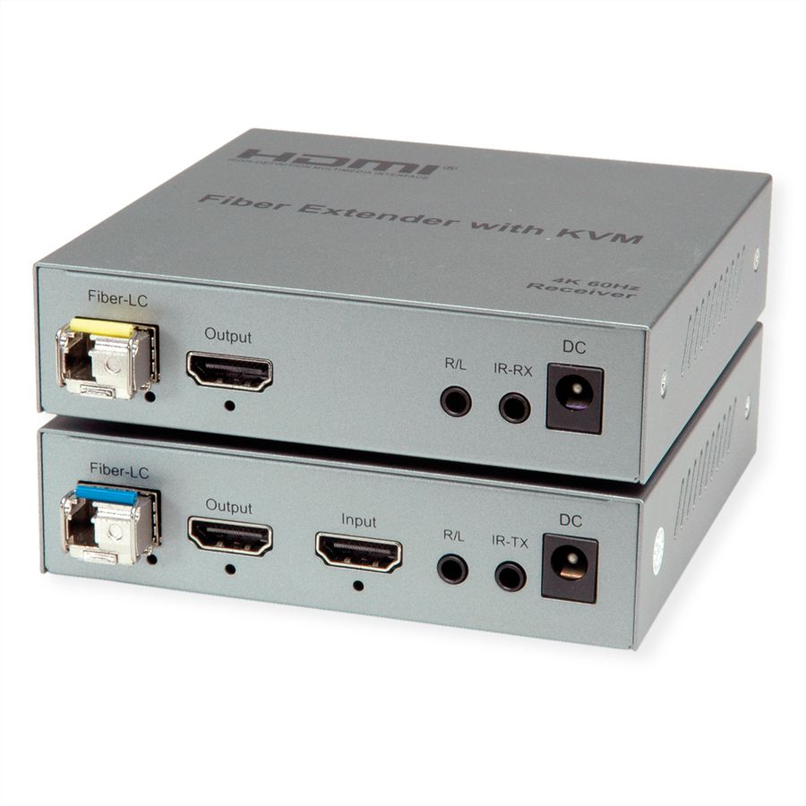 ROLINE Rallonge KVM via fibre optique, HDMI 4K, USB, 20 km