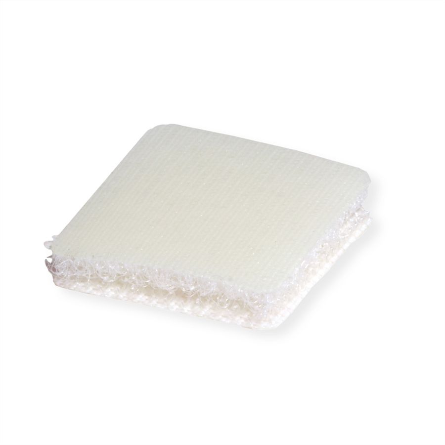 VELCRO® Boutons carrés 25x25mm x 24 blncs, crochets & velours autocollants
