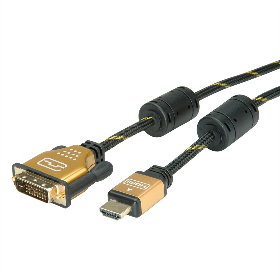 ROLINE GOLD Câble pour écran DVI (24+1) - HDMI, M/M, 10 m