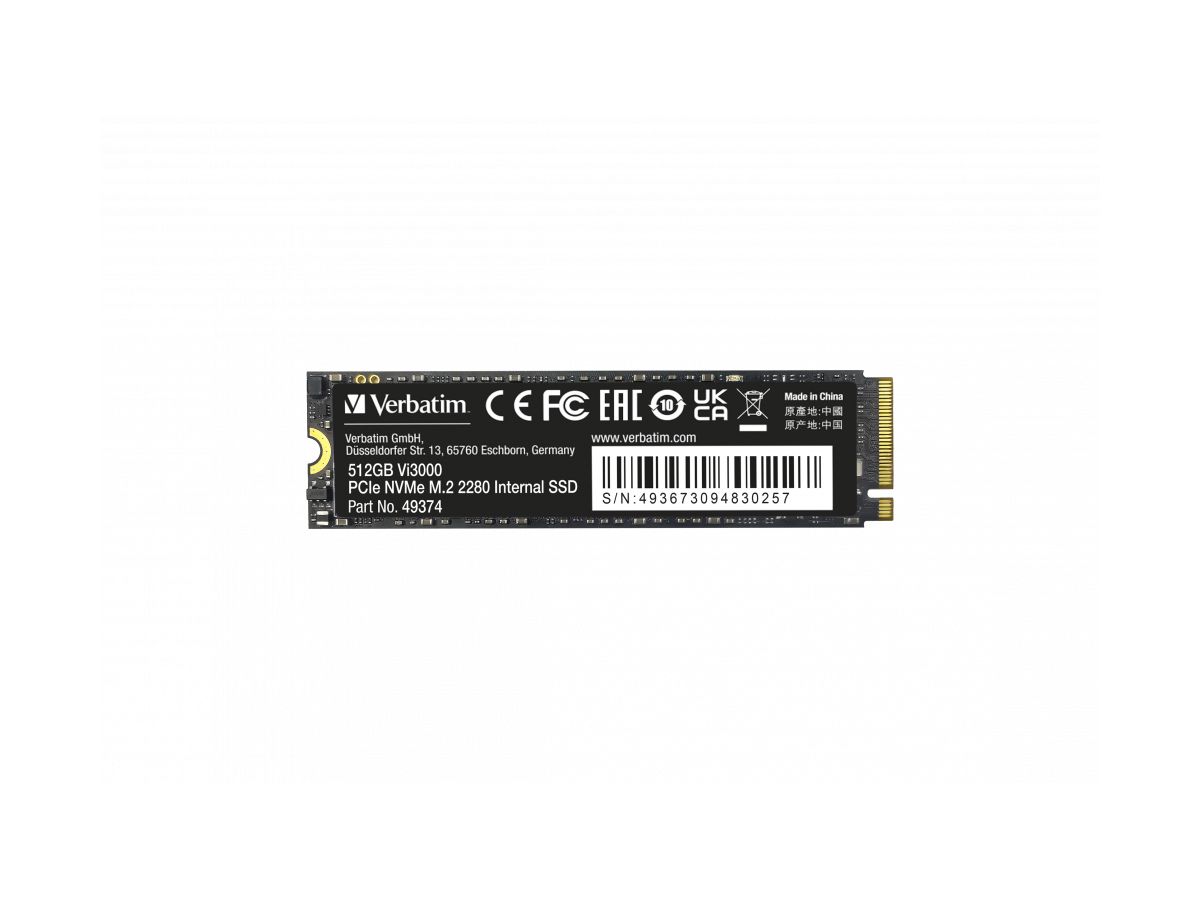 Verbatim Vi3000 PCIe NVMe M.2 SSD 512GB 512 Go PCI Express 3.0