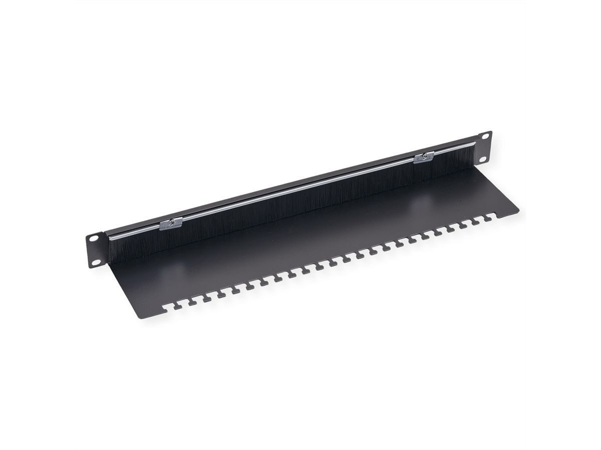 VALUE Passe-câbles 19" de 1U, avec brosse et plaque porte-câbles, noir
