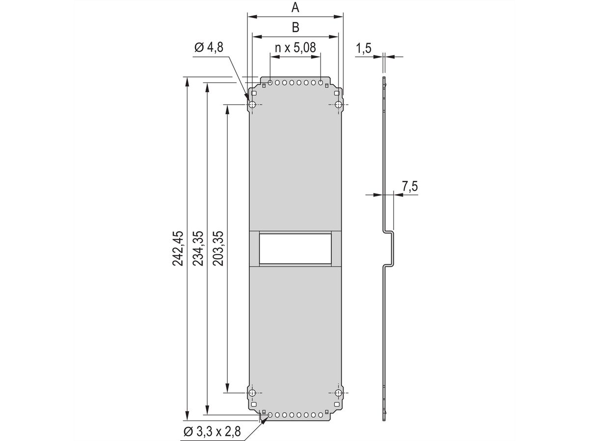 Panneau arrière de l'unité enfichable de type cadre SCHROFF, lisse, 6 U, 28 HP