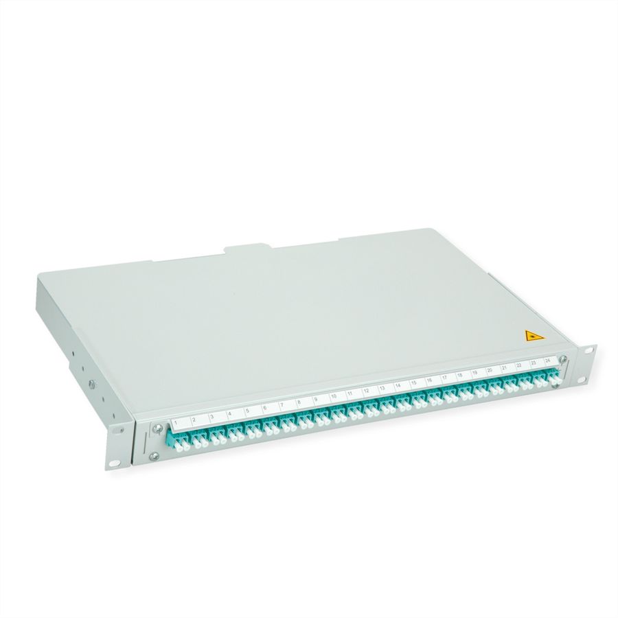 TELEGÄRTNER BASIS V Panneau fibre optique avec coupleurs & Pigtails , 24x LC Duplex, turquoise, OM3
