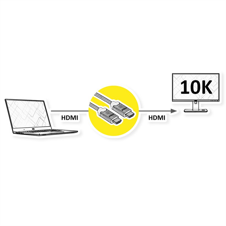ROLINE Câble HDMI 10K Ultra High Speed, M/M, noir, 1 m