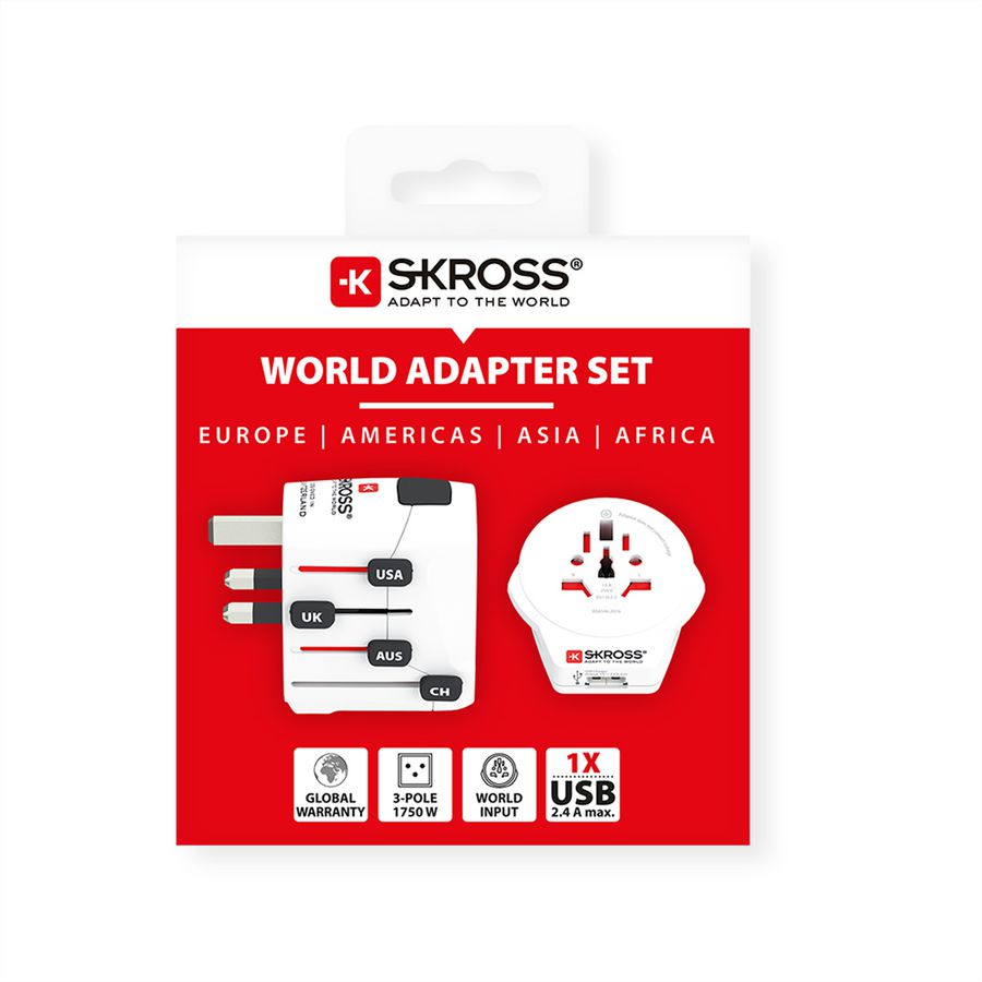SKROSS Adaptateur de voyage universel PRO World et USB, monde