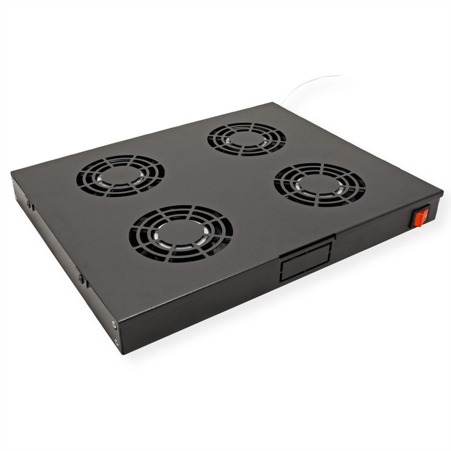 ROLINE 19" Unité de ventilation, 4 ventilateurs, thermostat, noire