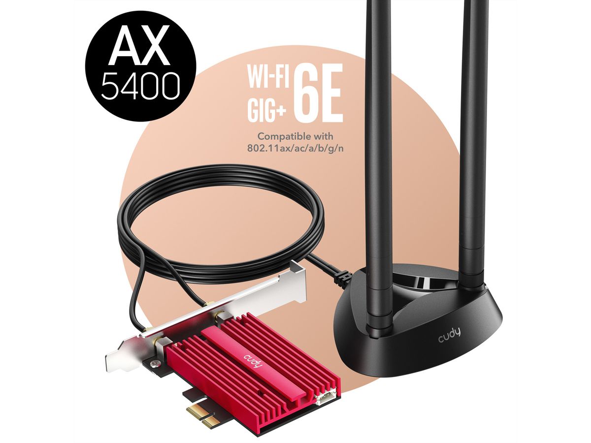 CUDY WE4000 AX5400 WiFi 6E, PCI Express
