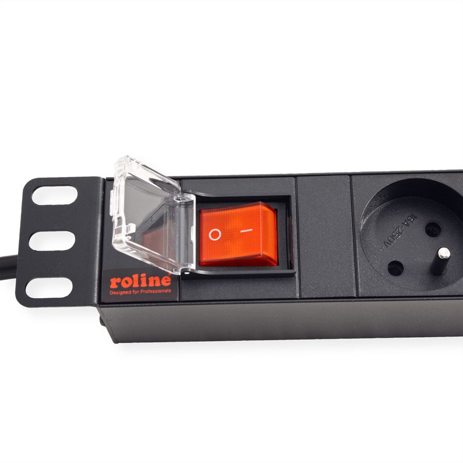 ROLINE Prise multiple 19", 8 ports, avec interrupteur, noir, 1,8 m