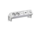 BACHMANN DESK2 ALU WHITE 2xUTE 1xUSB A/C 22W 1xinterrupteur 0,2m