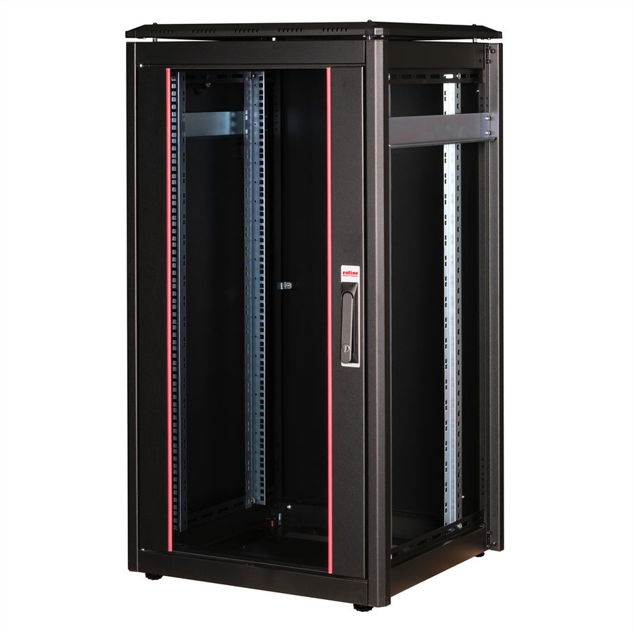 ROLINE 19" Baie réseau Pro 22U, 600x600 LxP Porte verre noir