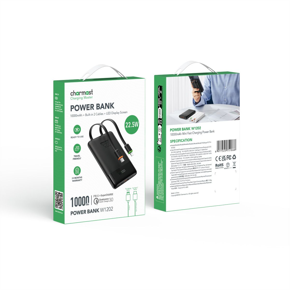 CHARMAST Powerbank W1202 10000mah noir