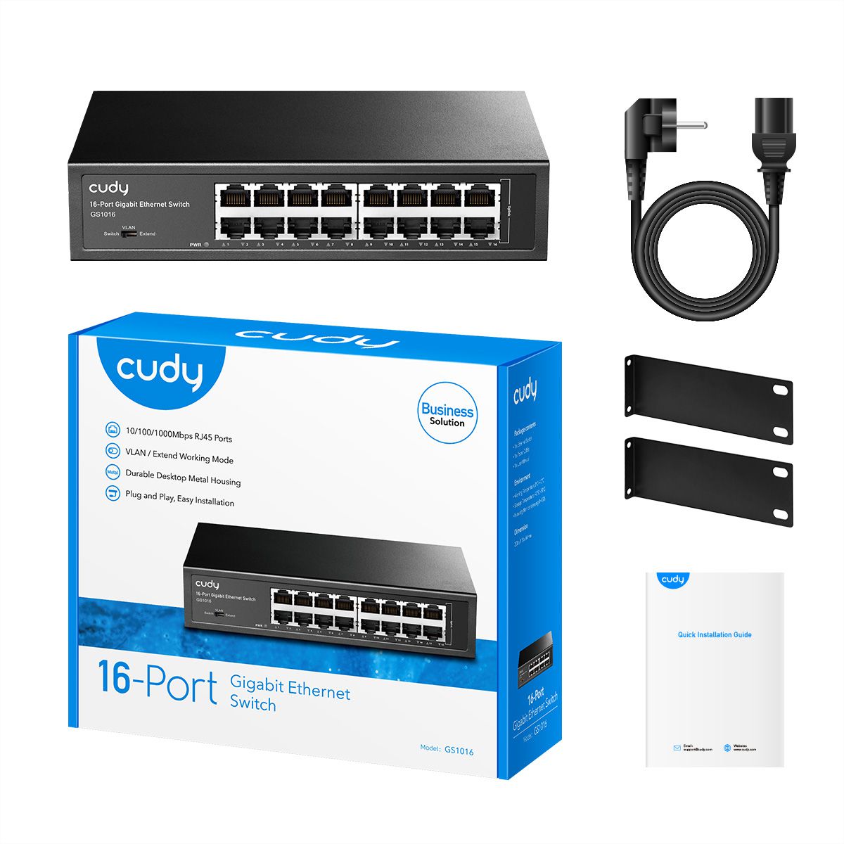 CUDY GS1016 Switch 16 ports Gigabit métal