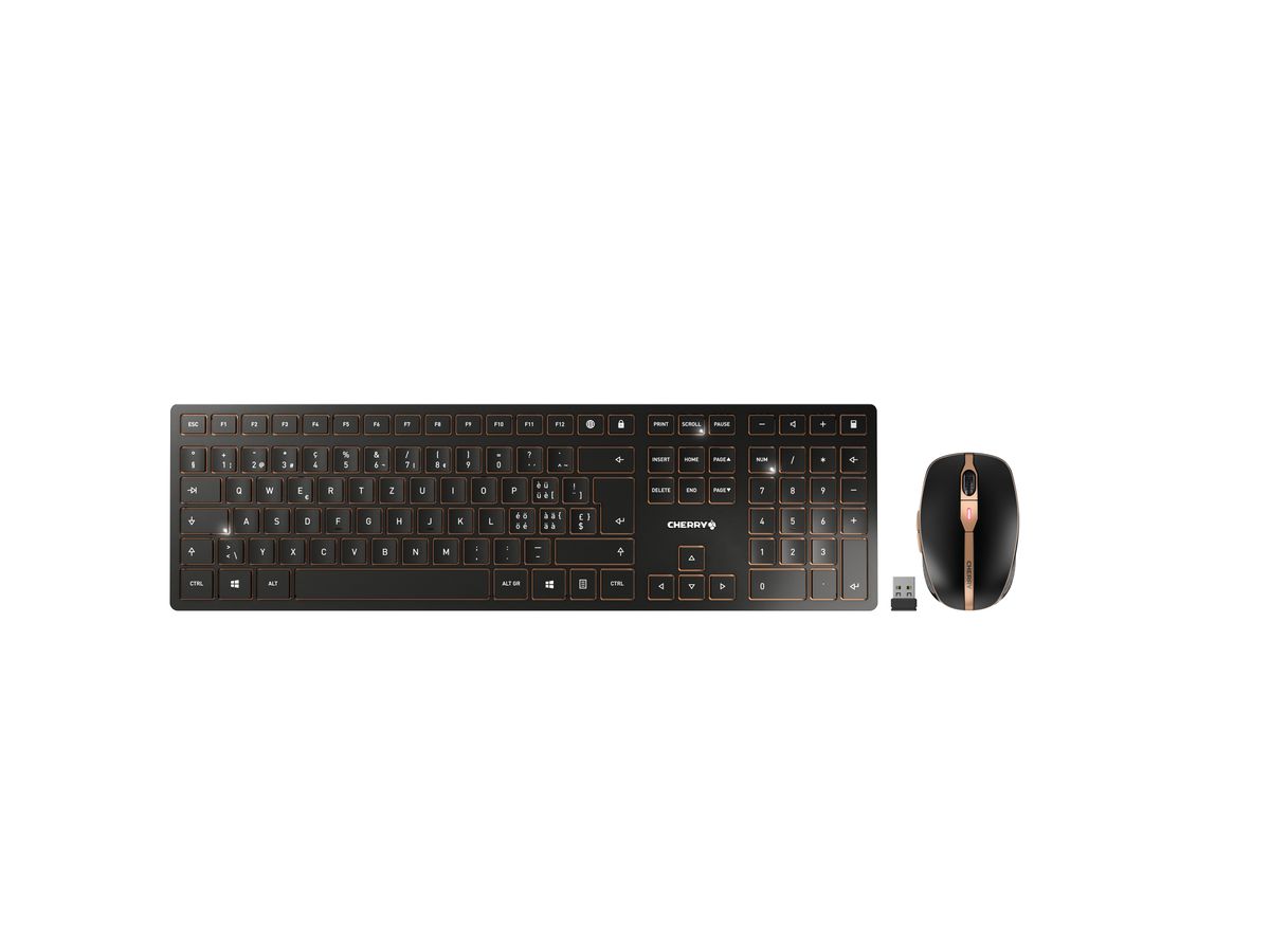 CHERRY DW 9100 SLIM clavier Souris incluse RF sans fil + Bluetooth argent