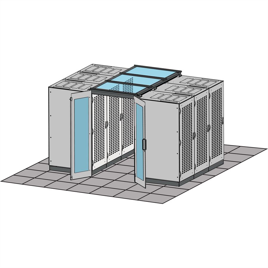 Porte coulissante SCHROFF pour le confinement d'allée, manuelle, 1200W, RAL 7021