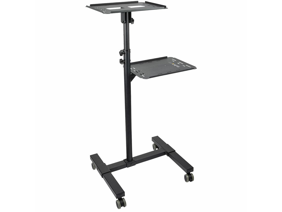 StarTech.com Table Vidéoprojecteur et Ordinateur Portable - Support Projecteur Robuste (2 Étagères, max. 10kg chacune) - Ajustable en Hauteur - Chariot Présentation Mobile - Roues Vérouillables