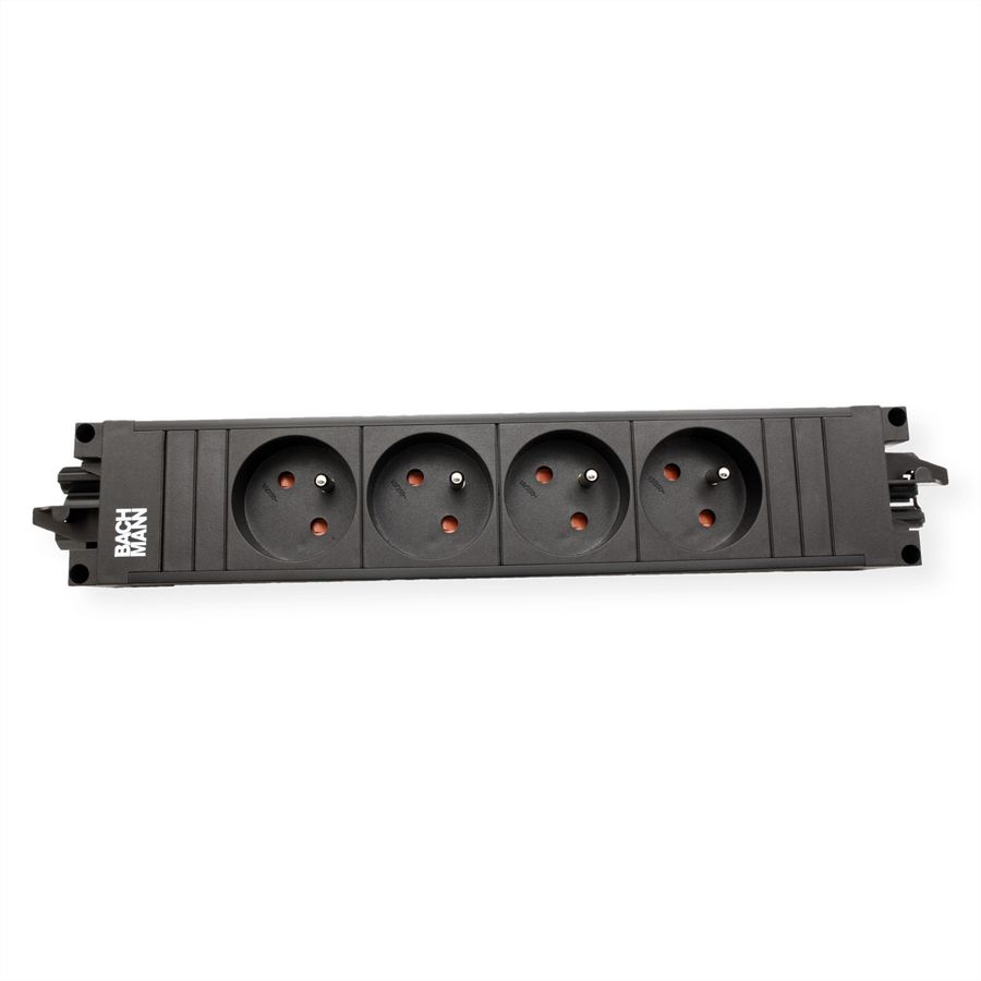 BACHMANN STEP BASE 4xUTE GST18, CEE 7/7 fiche de contact de protection C19 1m, noir