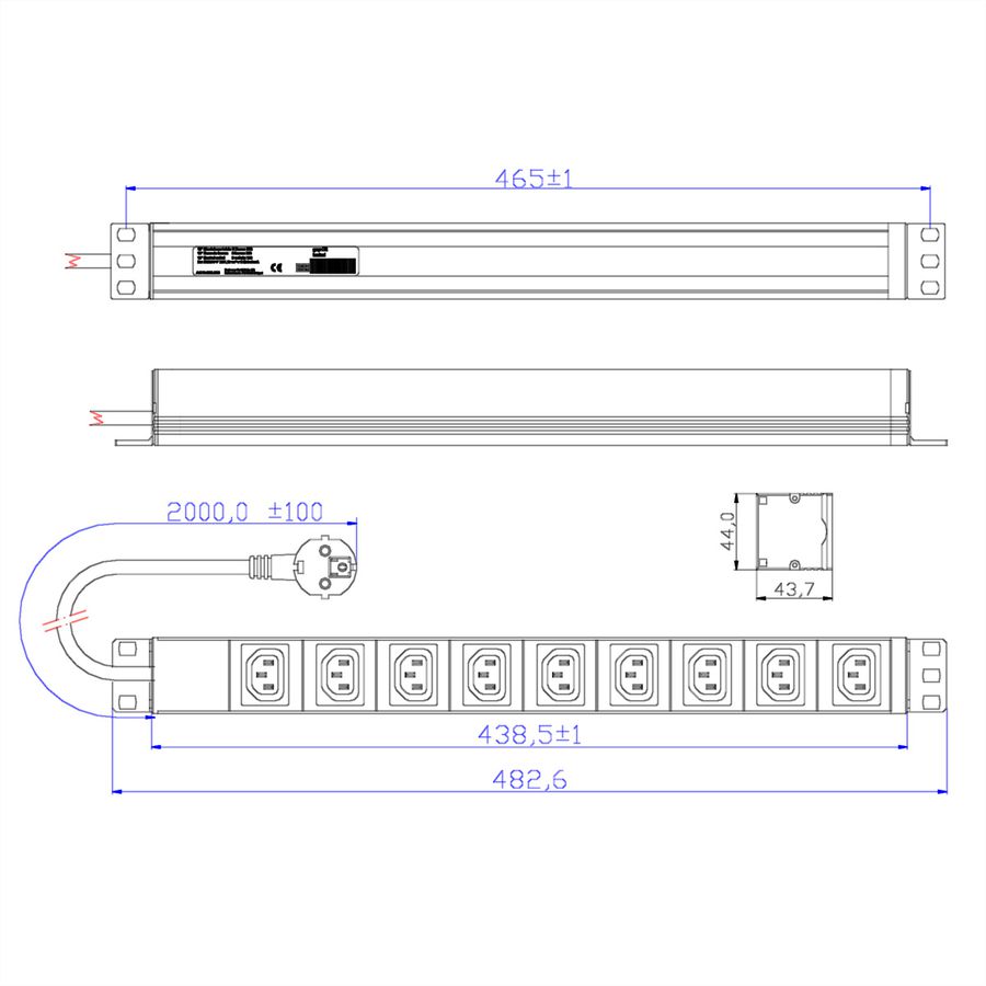 BACHMANN 19" Prise multiple 9 IEC320 C13 F avec 2P+T
