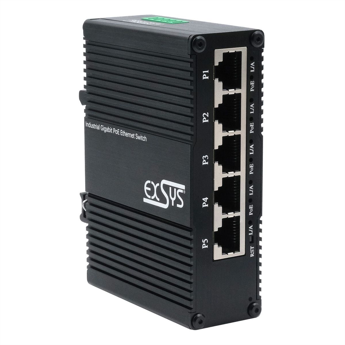 EXSYS EX-62030MPoE Mini Switch Gigabit SFP PoE+ industriel 5 ports, géré via le Web