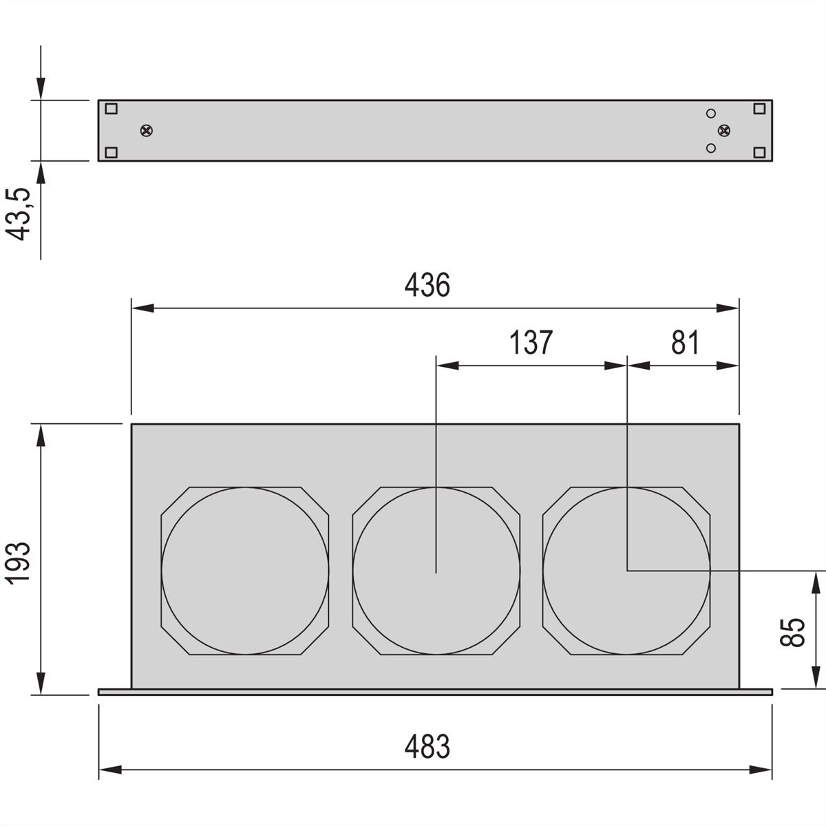 SCHROFF Boîtier d'unité de ventilation 19", 1 U pour 3 ventilateurs, 25 mm