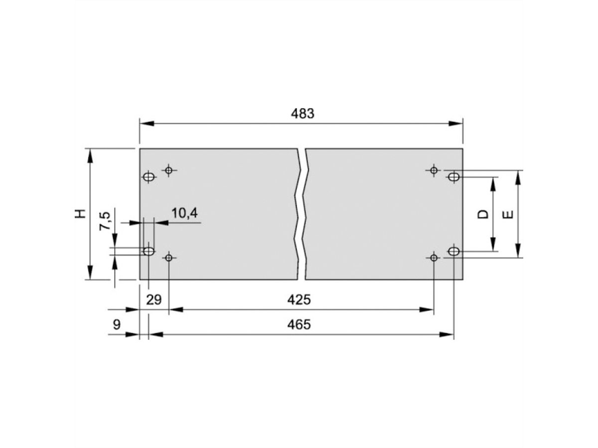 Face avant 19" SCHROFF avec trous pour poignées, 1 U, 4 mm, alu, anodisé