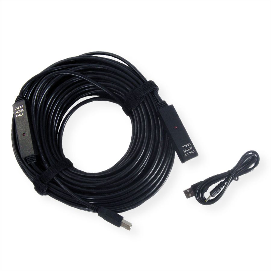 VALUE Prolongation active USB 2.0 avec Repeater, noir, 30 m
