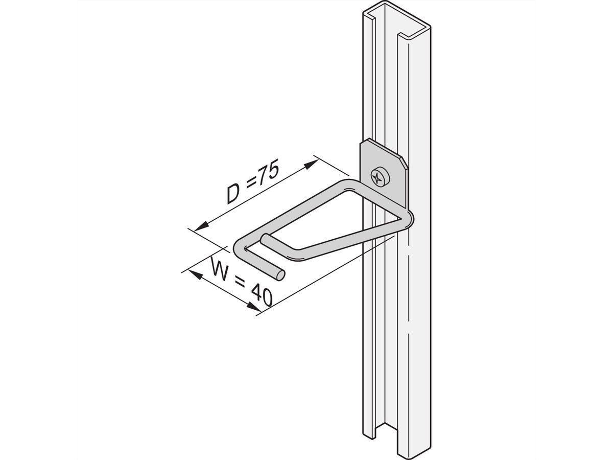 Oeillet de câble SCHROFF pour rail en C, acier, 40 x 75 mm