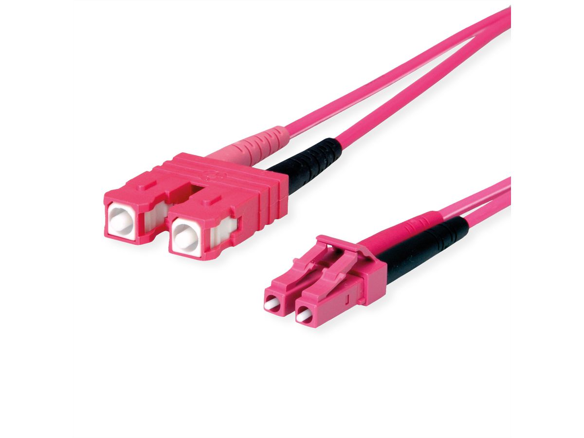 TELEGÄRTNER Câble adaptateur duplex 2x G50/125 OM4, 1x SC Duplex - 1x LC Duplex, violet, 1 m