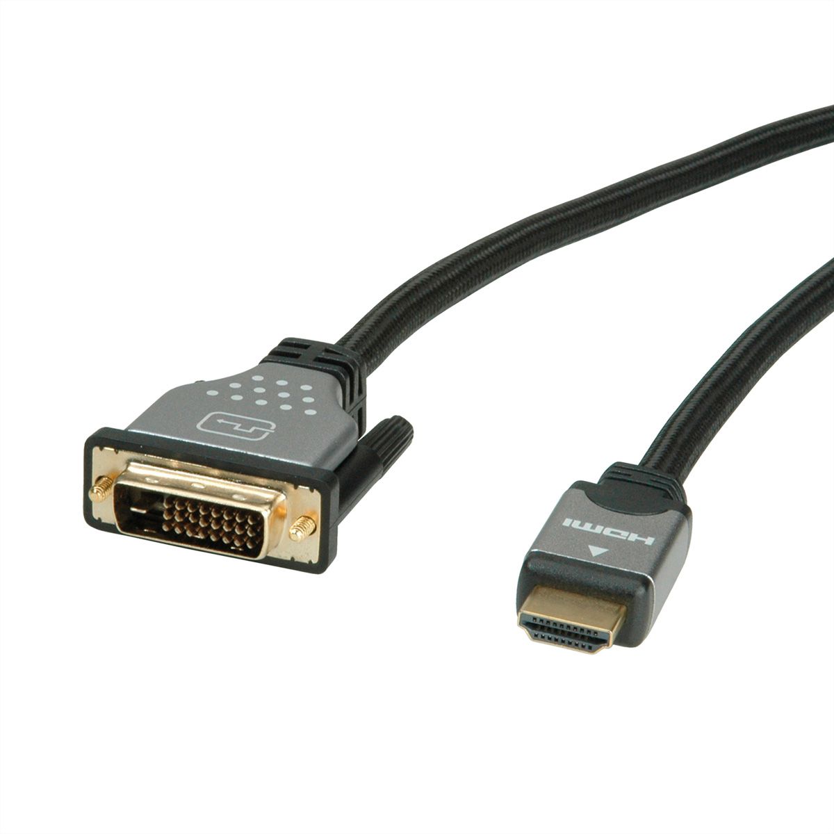 ROLINE Câble pour écran DVI (24+1) - HDMI, M/M, noir / argent, 1,5 m
