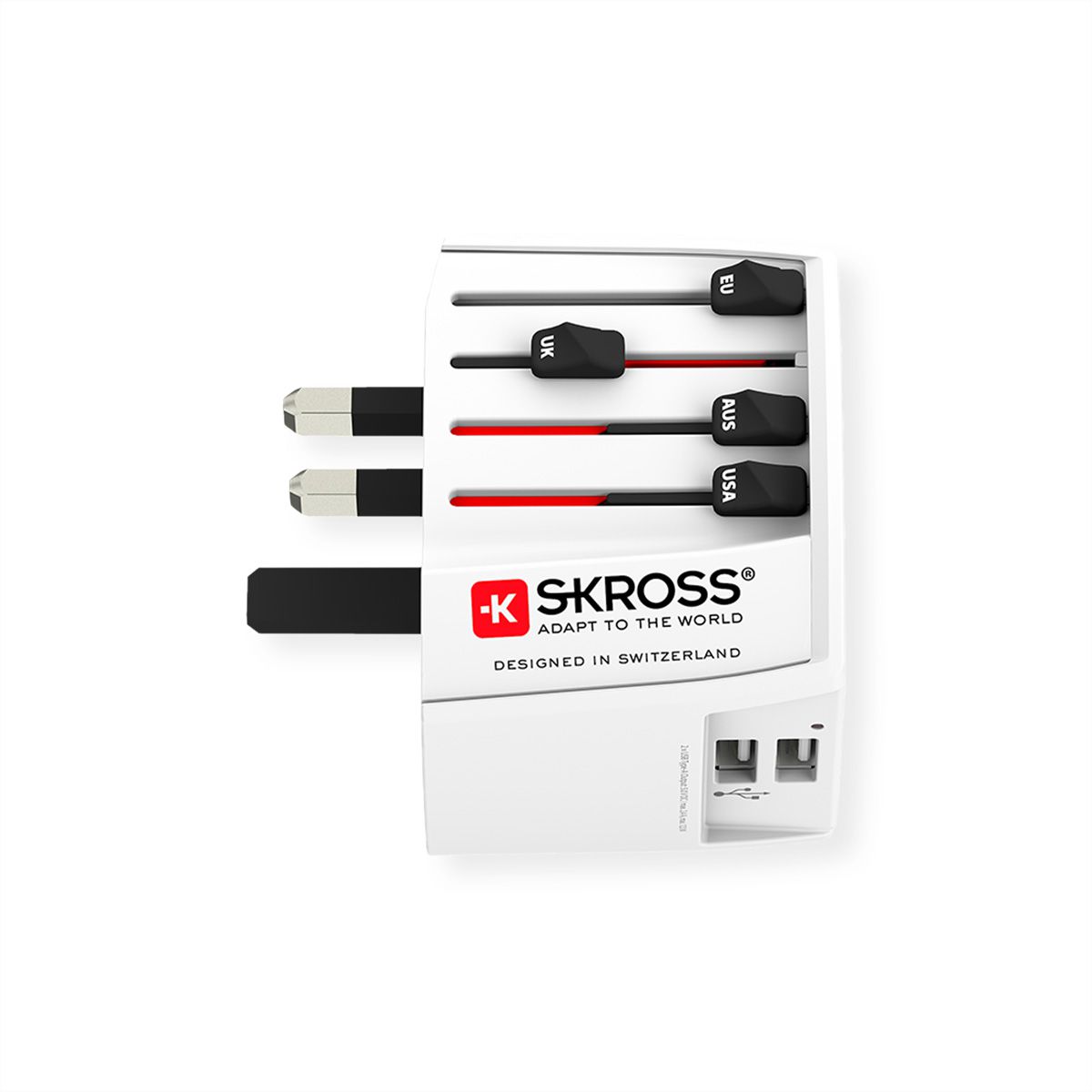 SKROSS Adaptateur de voyage universel MUV USB 2xA à 2 broches, monde