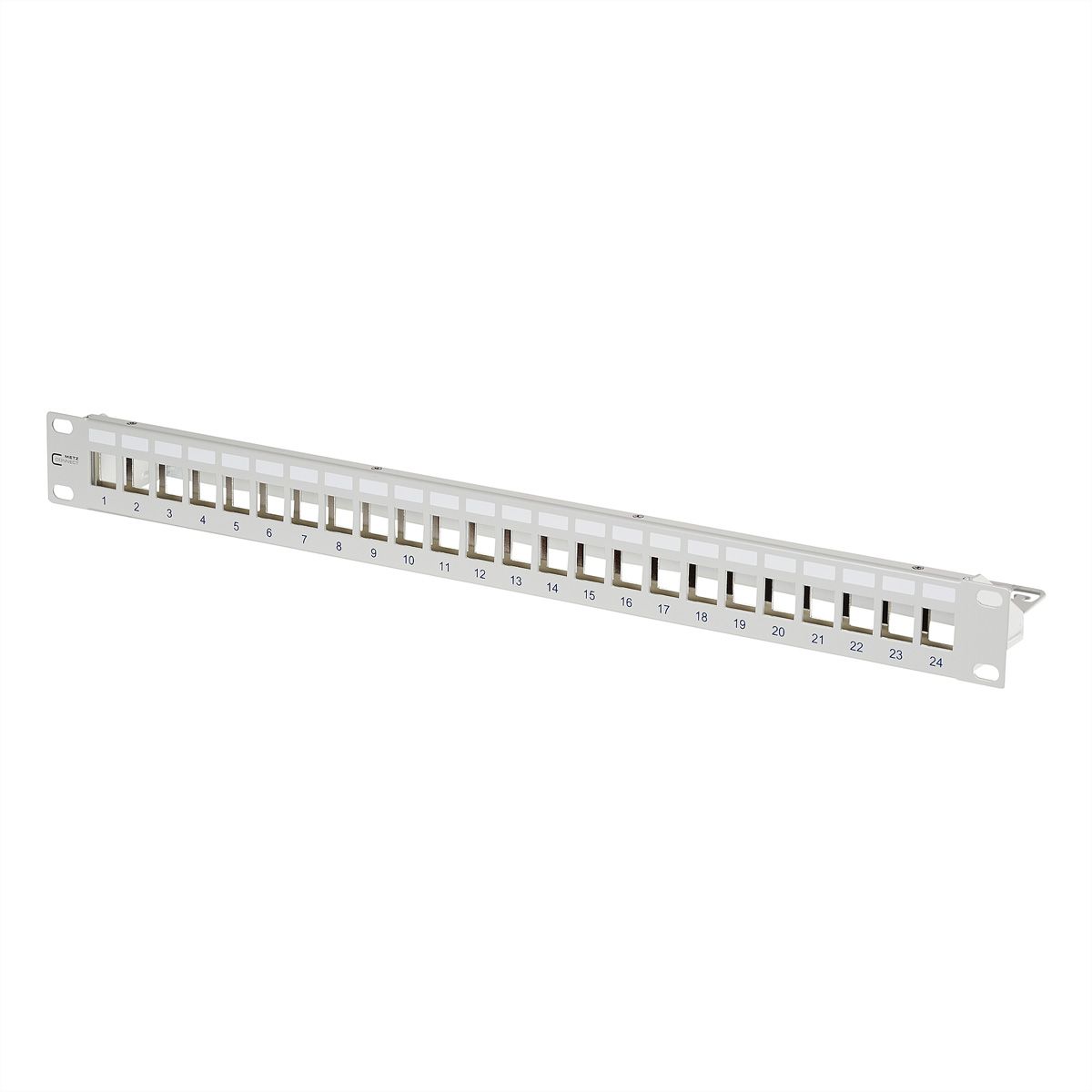 METZ CONNECT Support de module Keystone 19 pouces 1U , 24 ports gris non équipés, blindés