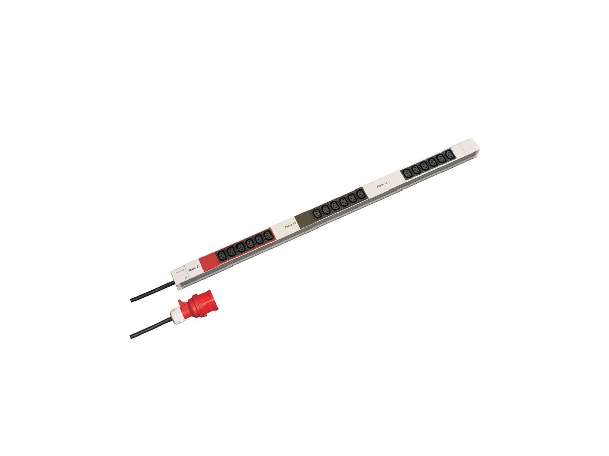Bâti de prises SCHROFF, IEC, triphasé, 16 A, fiche IEC 60309, 18 x IEC C13