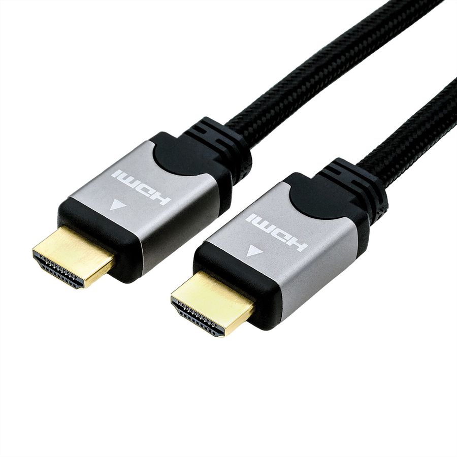 ROLINE Câble HDMI High Speed avec Ethernet, noir / argent, 2 m