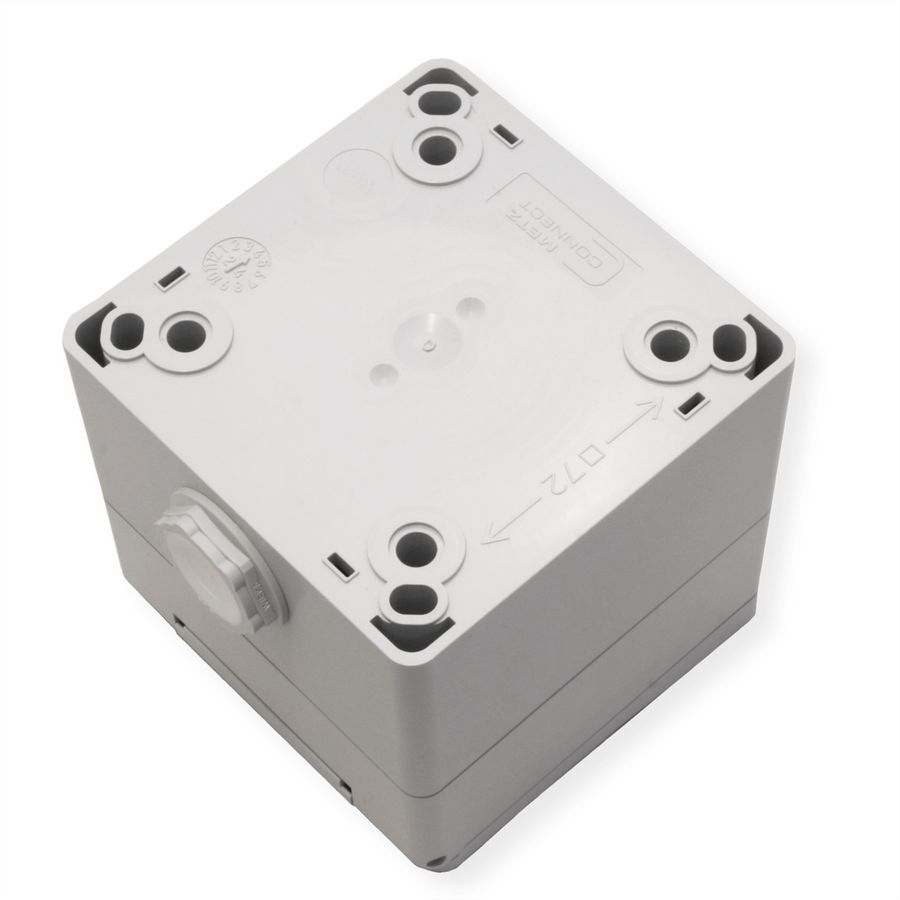 METZ CONNECT Boîtier apparent pour module IP44 , Couvercle rabattable + serrure, 2 ports non équipés , gris