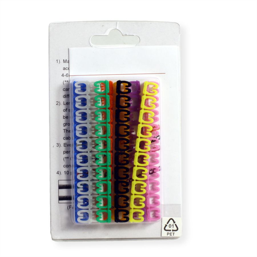 VALUE Set de marqueurs pour câbles patch, 10x 10 pièces, 4 - 5.5 mm, multicolore