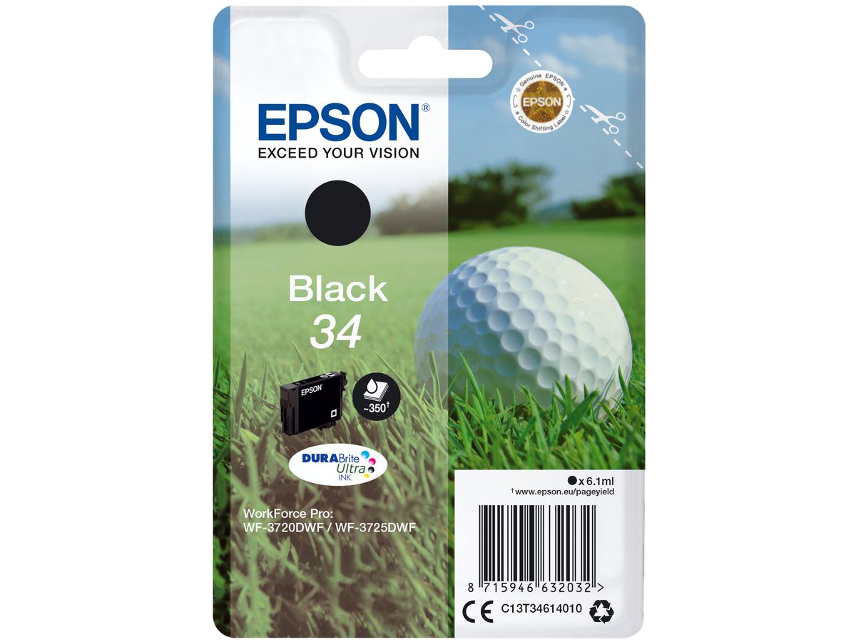 Epson Golf ball Singlepack Black 34 DURABrite Ultra Ink