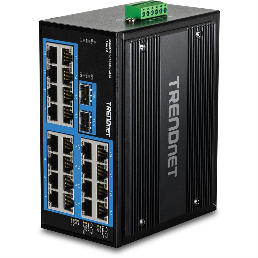TRENDnet TI-G262 Switch Rail DIN Gigabit, industriel renforcé à 26 ports