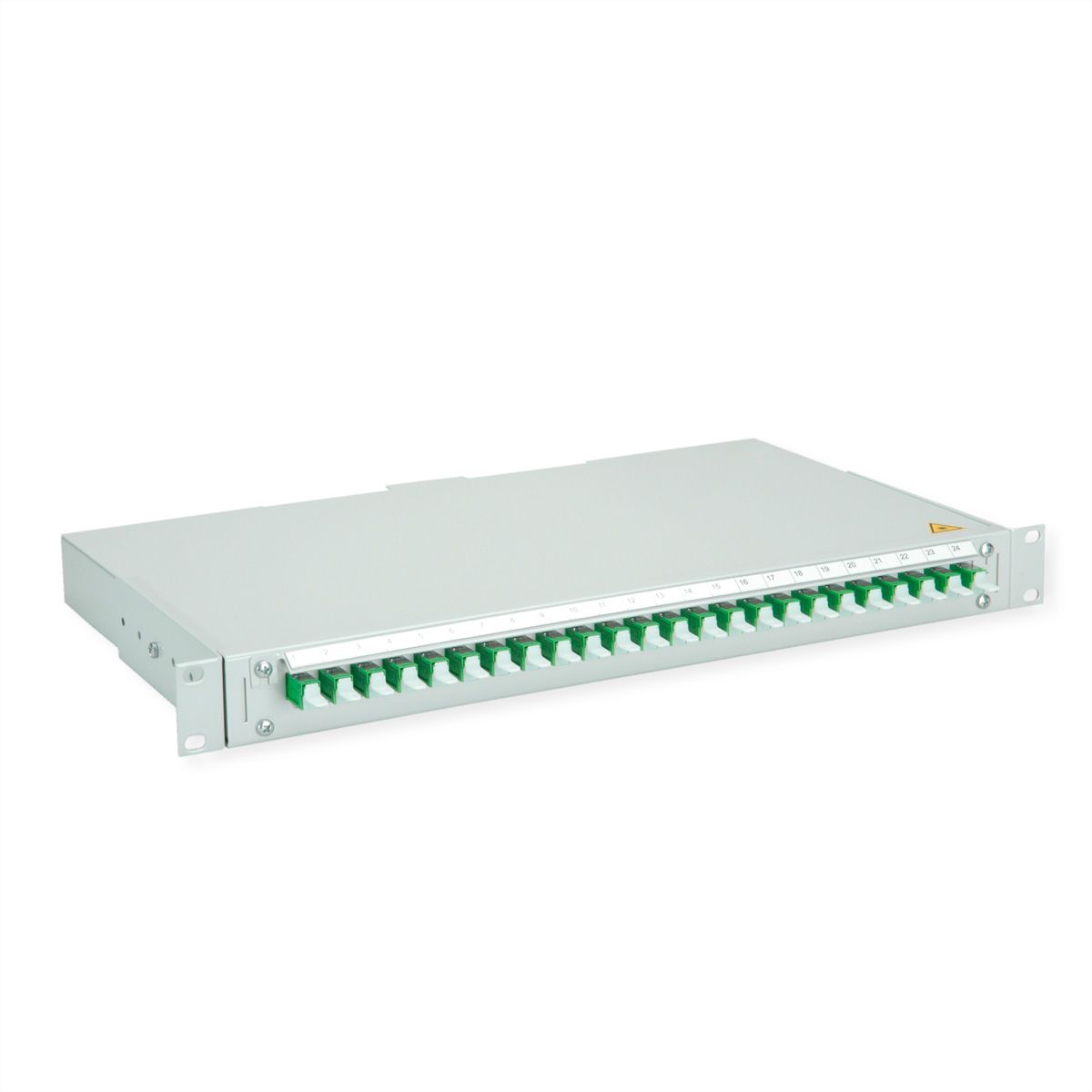 TELEGÄRTNER BASIS V Panneau fibre optique avec coupleurs & Pigtails , 24x E2000, OS2 vert APC