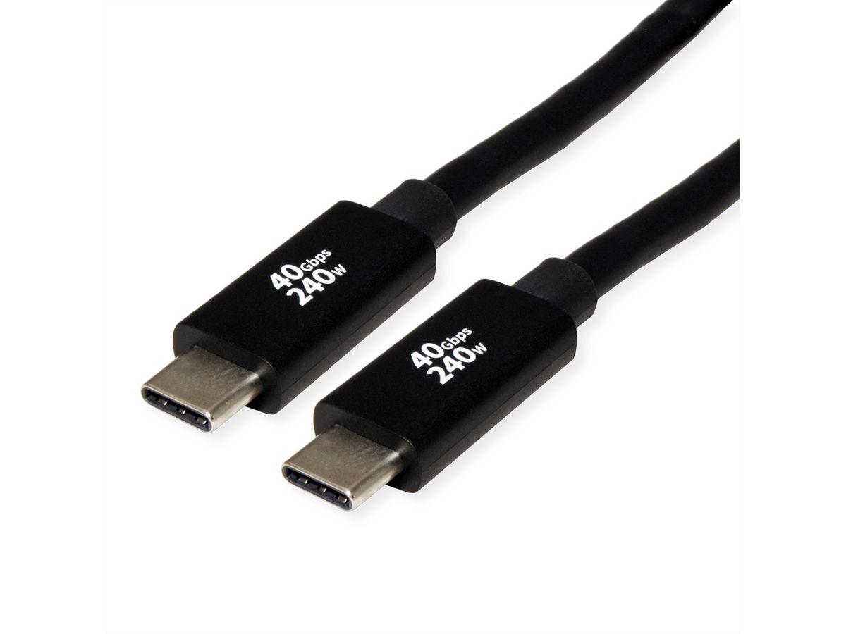 ROLINE Câble USB4 Gen3x2, C–C, M/M, 240W, noir, 2 m